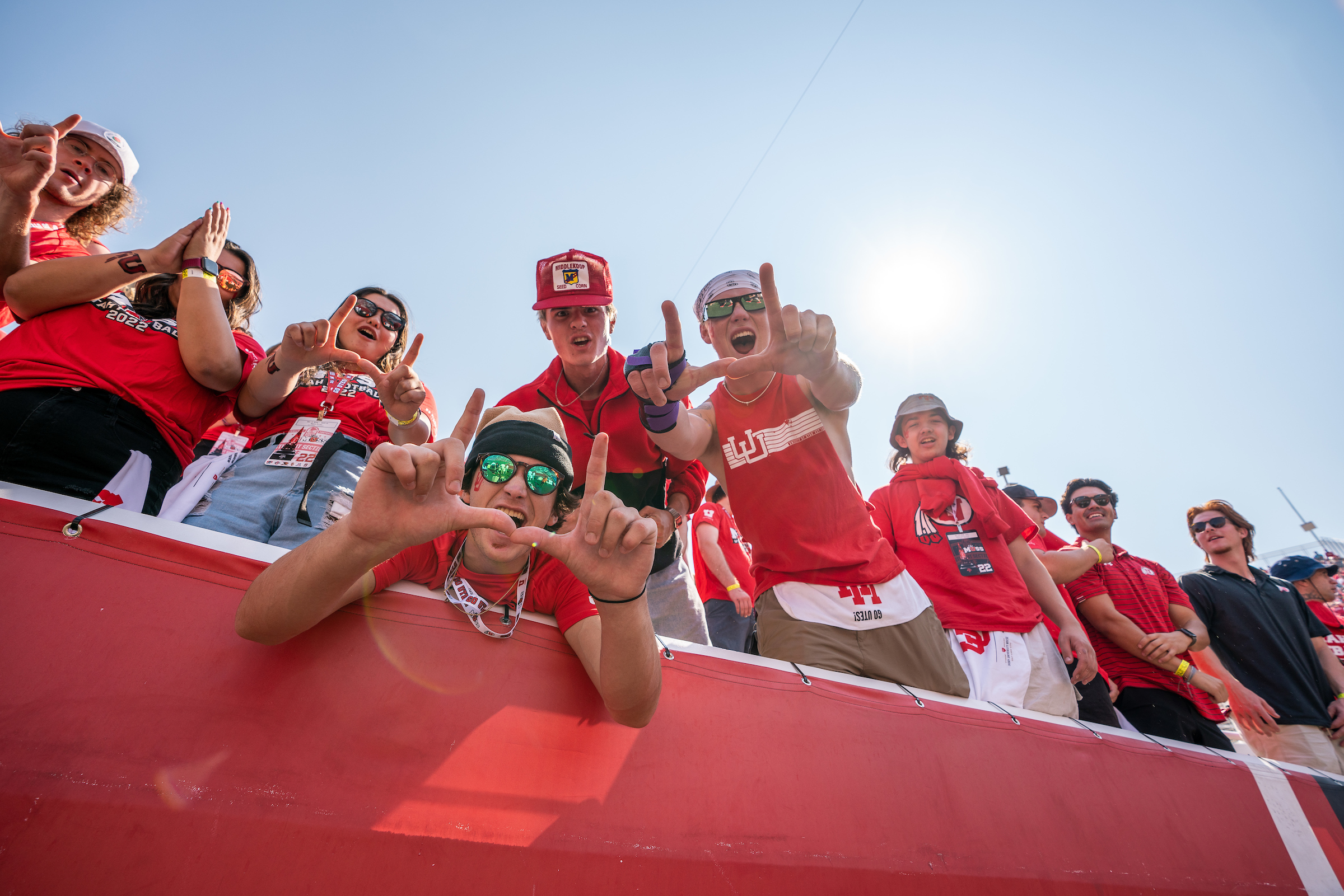 Students hyped up and having fun at football game
